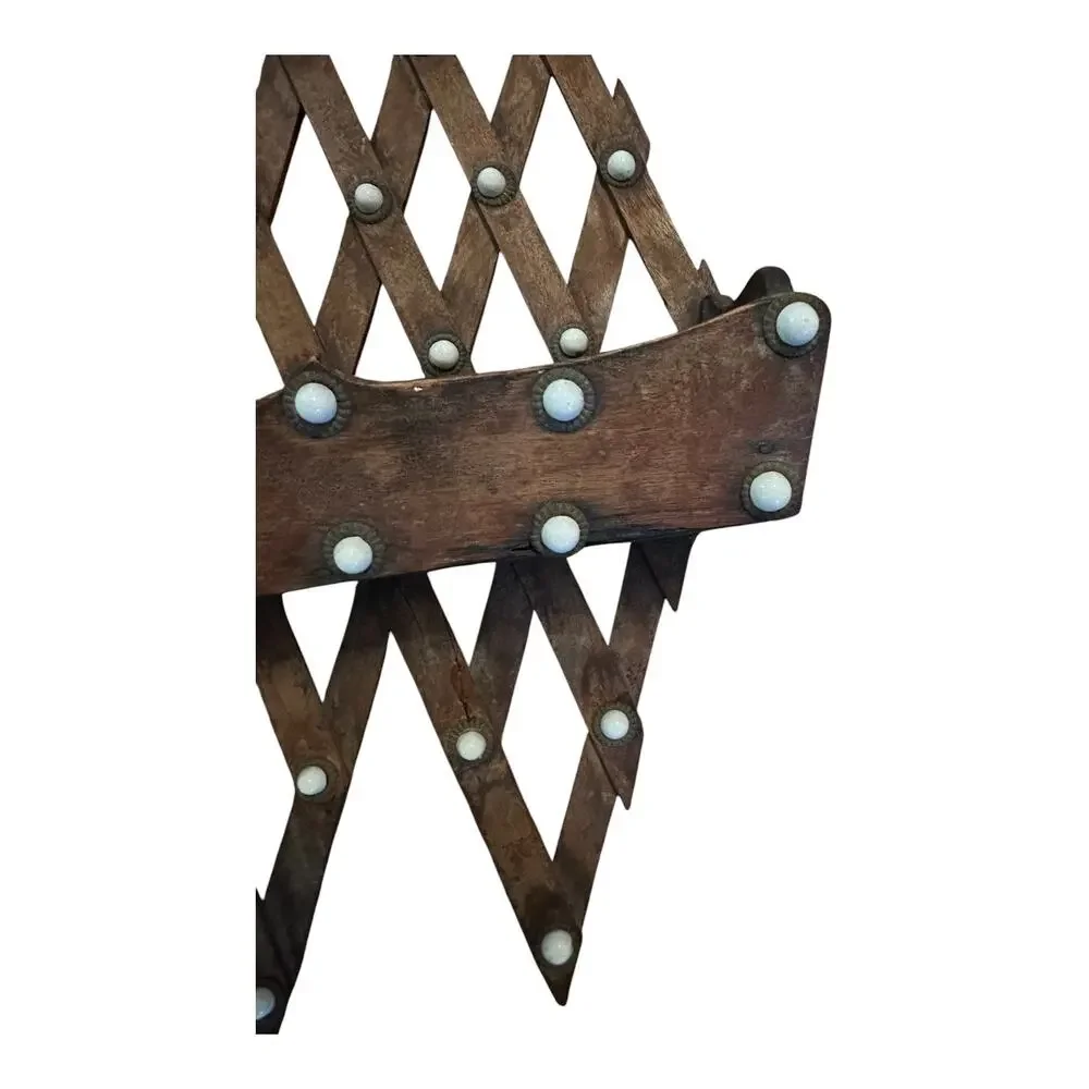 Antique Tramp Art Wall Pocket Wood Rack Victorian Shelf Letter Holder Lattice
